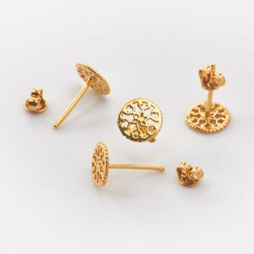 Srebrne kolczyki koła ażurowe AG925 pozłacane 8mm