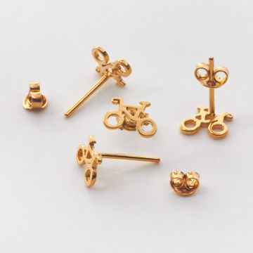 Srebrne kolczyki rowery AG925 pozłacane 5,5mm