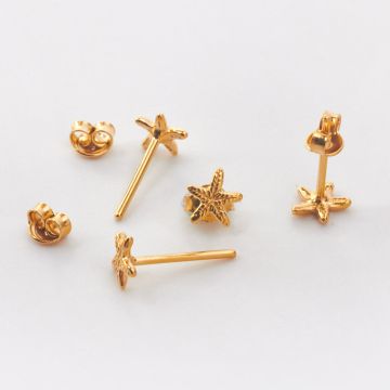 Srebrne kolczyki rozgwiazdy AG925 pozłacane 6mm