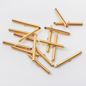 Końcówki podłużne do bransoletek ze stali chirurgicznej w kolorze złotym 40mm