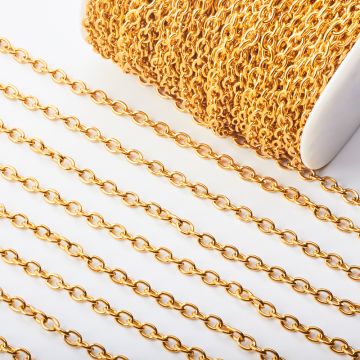 Łańcuch ze stali chirurgicznej owal w kolorze złotym 9x7mm PVD