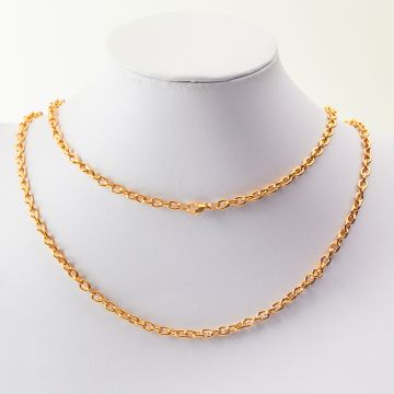 Łańcuch ze stali chirurgicznej owal z zapięciem w kolorze złotym 53cm PVD