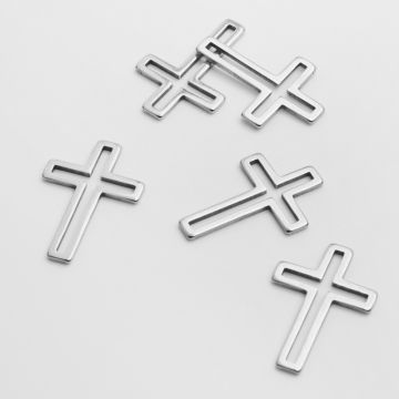 Baza geometryczna ze stali chirurgicznej krzyż w kolorze srebrnym 21x14mm