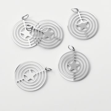 Zawieszka ze stali chirurgicznej mini gwiazdka w kółkach do naszyjników w kolorze srebrnym 22mm