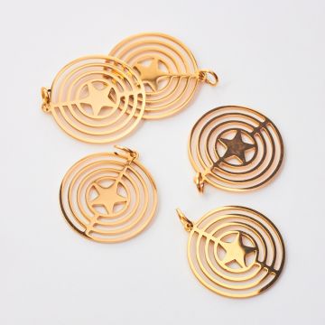 Zawieszka ze stali chirurgicznej mini gwiazdka w kółkach do naszyjników w kolorze złotym 22mm