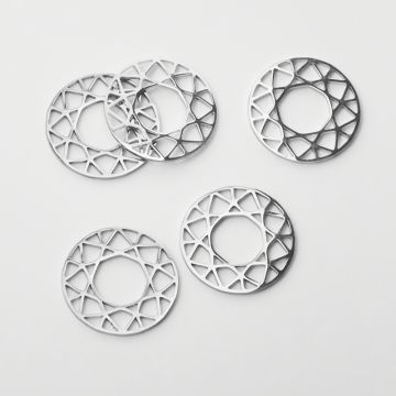 Zawieszka ze stali chirurgicznej wzór geometryczny do naszyjników w kolorze srebrnym 20mm