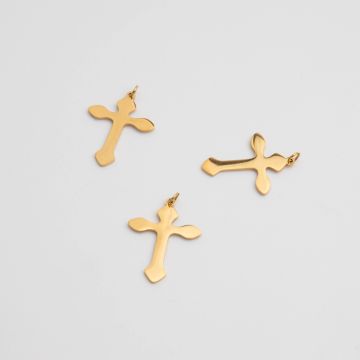 Zawieszka ze stali chirurgicznej krzyż w kolorze złotym 25mm