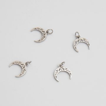 Zawieszka ze stali róg obfitości ażurowy w kolorze srebrnym 10mm