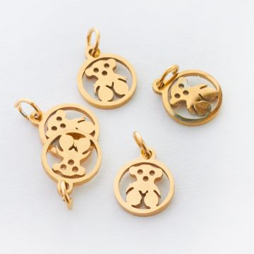 Zawieszka ze stali chirurgicznej miś w kolorze złotym 10mm