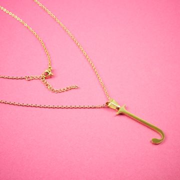 Naszyjnik ze stali chirurgicznej z literką J w kolorze złotym 44cm Naszyjnik ze stali chirurgicznej z literką J w kolorze złotym 44cm