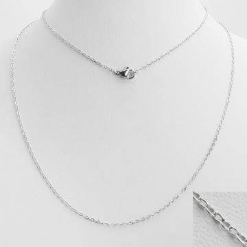 Łańcuszek ze stali chirurgicznej owal płaski z zapięciem 75cm