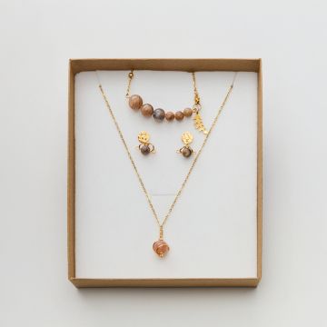 Komplet biżuterii z kamieniem słonecznym