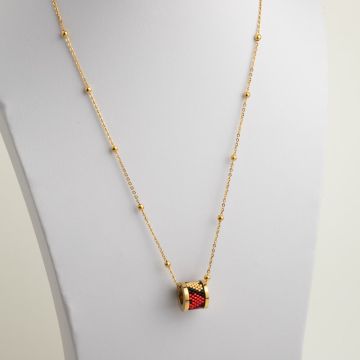 Naszyjnik ze stalową bazą oplecioną koralikami Toho