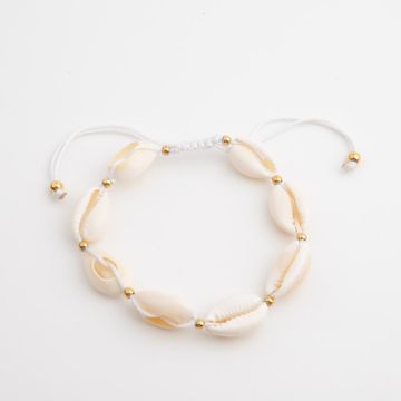 Bransoletka z muszli kauri na nylonowym sznurku