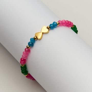 Bransoletka z agatem i sercami z hematytu