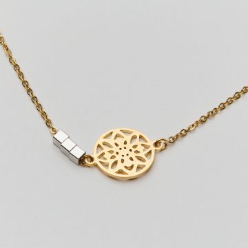 Naszyjnik ze stali z ażurową przekładką