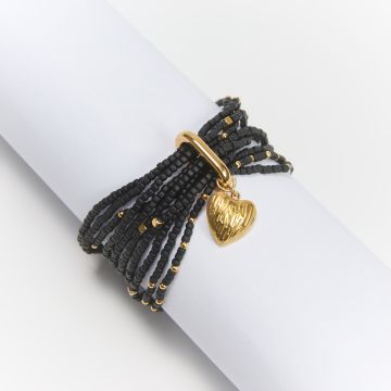 Zestaw bransoletek z koralików Toho i stali chirurgicznej w kolorze złotym