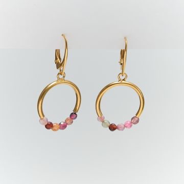 Kolczyki z agatem na bazie ze srebra pozłacanego