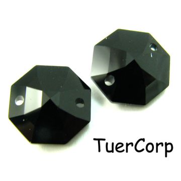 Swarovski octagon lily 14mm jet z dwoma dziurkami