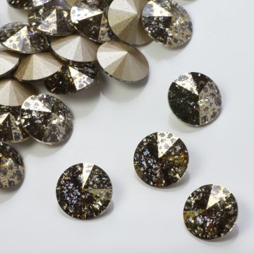 Swarovski rivoli stone gold patina 10mm