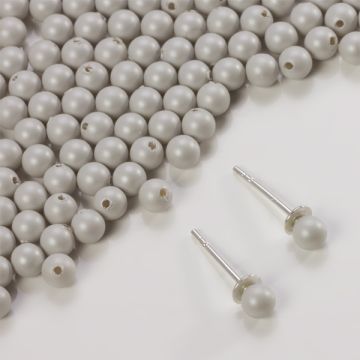 5818 round pearl do kolczyków pastel grey 4mm