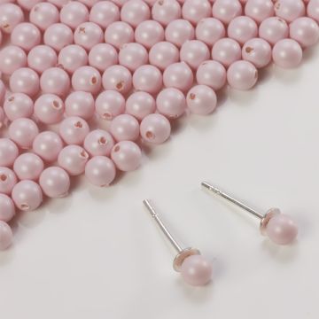 5818 round pearl do kolczyków pastel rose 4mm