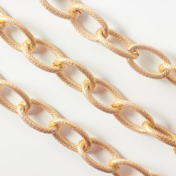 Łańcuch aluminiowy owal rowkowany złoty 30x19mm