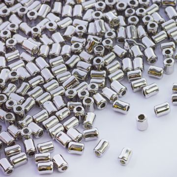 Zapięcie stoper z silikonem do cienkich sznureczków walec srebrny 4x3mm