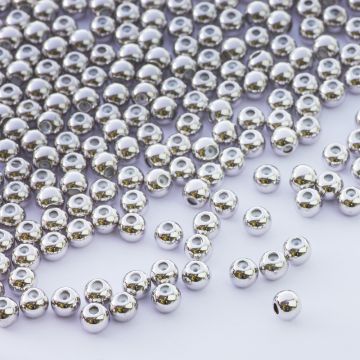 Zapięcie stoper z silikonem do cienkich sznureczków kulki srebrne 4mm