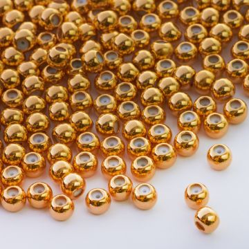 Zapięcie stoper z silikonem do cienkich sznureczków kulki złote 5mm