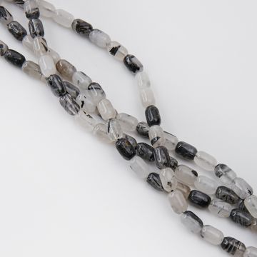 Kryształ górski z czarnym turmalinem walec okrągły 9x6mm