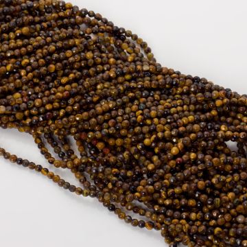 Tygrysie oko kulki fasetowane 3mm