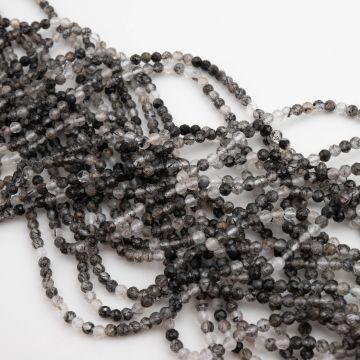 Kwarc z czarnym turmalinem kulka fasetowana 2,5mm