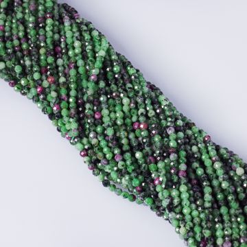 Zoisyt z rubinem kulki fasetowane 2mm