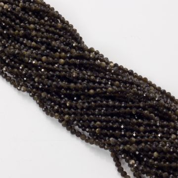 Obsydian złocisty kulki fasetowane 4mm