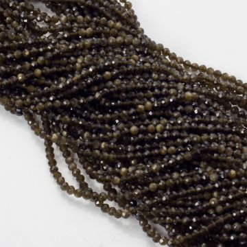 Obsydian złocisty kulki fasetowane 3mm