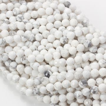 Biały howlit kulki fasetowane 6mm