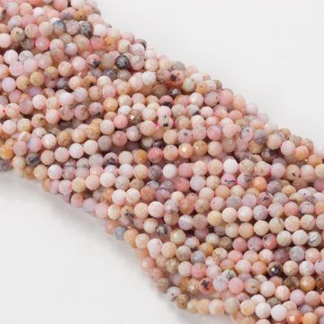 Opal peruwiański różowy kulki fasetowane 4mm