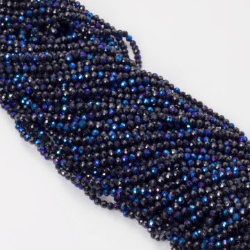 Czarny spinel kulki fasetowane platerowana 3,3mm