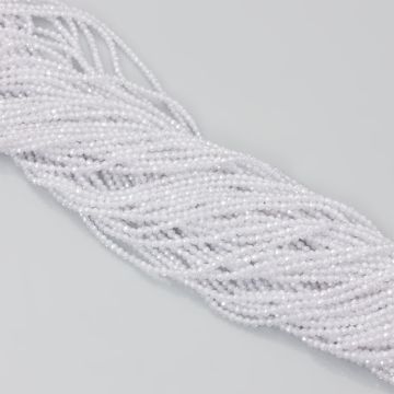 Cyrkonia kulka fasetowana biała 2mm - na sznury