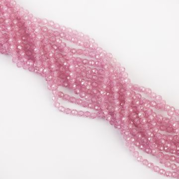 Różowa cyrkonia kulka fasetowana 4mm - na sznury