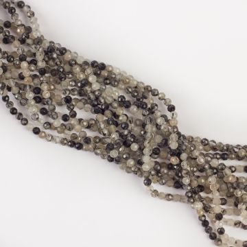 Kryształ górski z czarnym rutylem kulka fasetowana 4mm