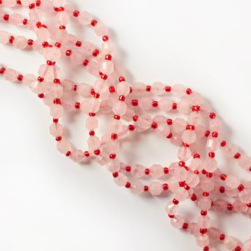 Kryształ górski różowy baryłka fasetowana 6,5mm