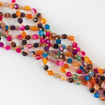 Mix agatów baryłka fasetowana 6mm