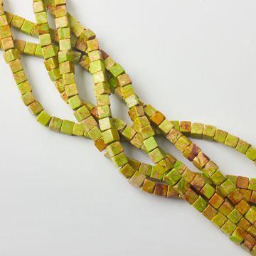 Jaspis cesarski kostka zielona 6-6,5mm