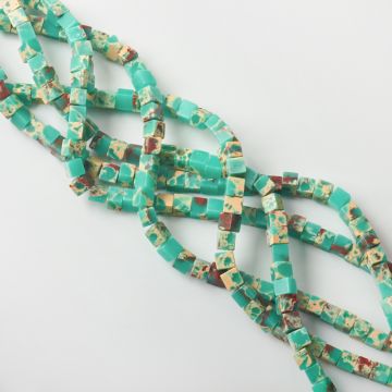 Jaspis cesarski kostka turkusowa 5,5-7mm