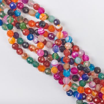 Agat kulka fasetowana multikolor 8mm