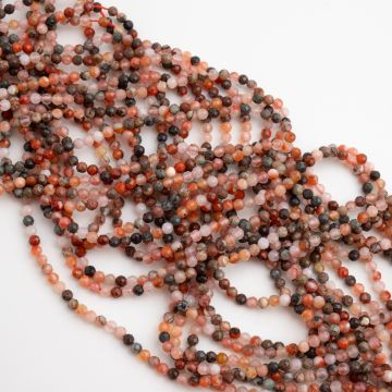 Agat czerwony kulka fasetowana 3mm