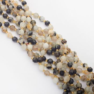 Kryształ górski z czarnym turmalinem baryłka fasetowana 8mm