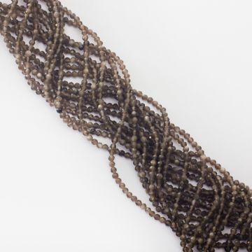 Srebrny obsydian kulka fasetowana 2,5mm